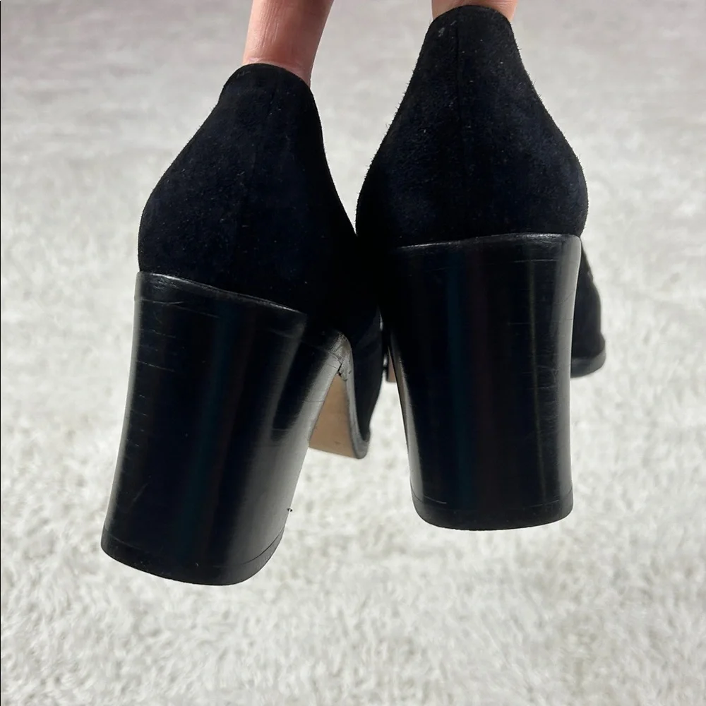 Cole‎ Haan black suede chunky heel loafers, size 6